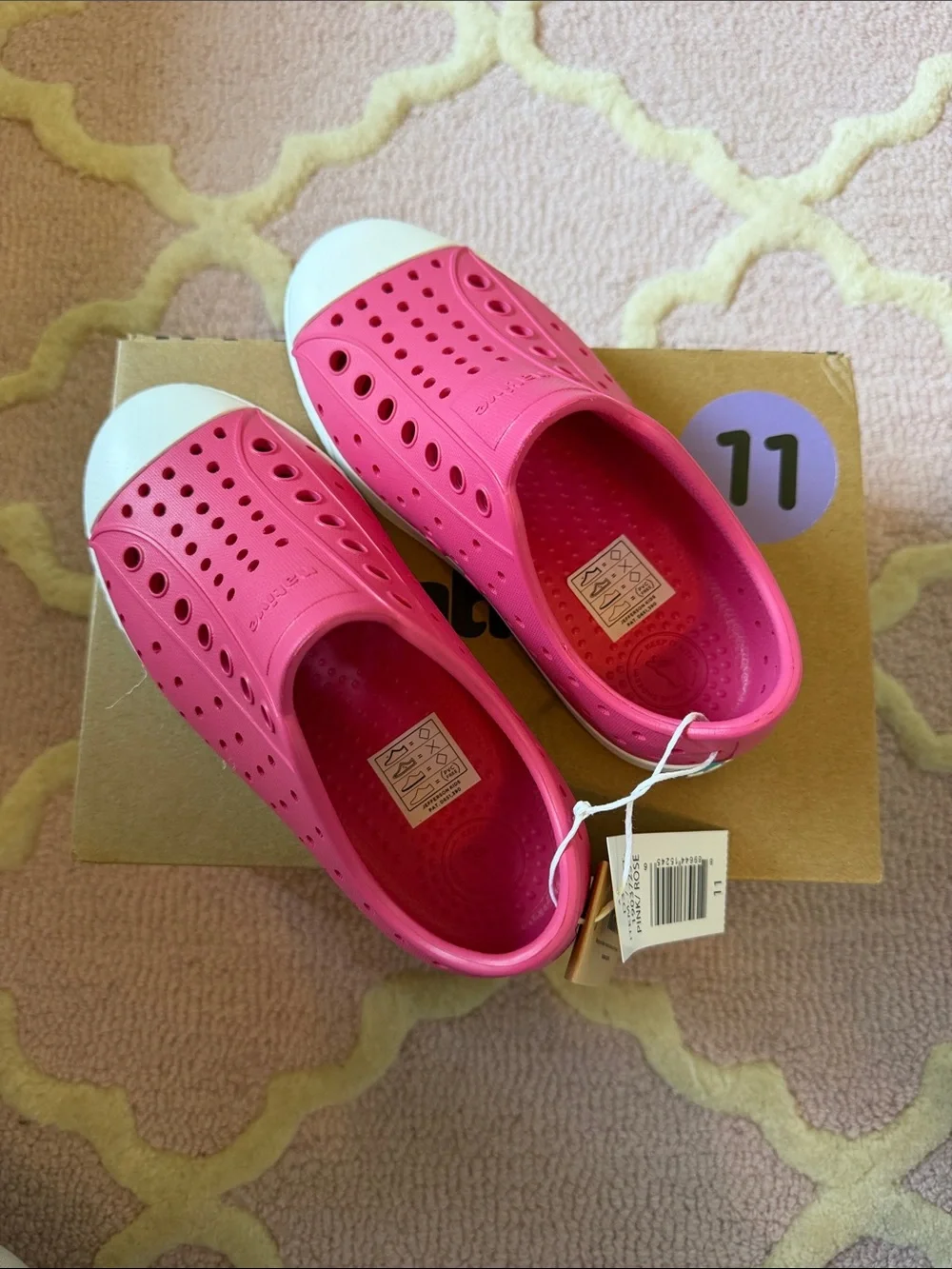 Native Kids Slip-On Water Shoes in Hot Pink with White Toe Cap